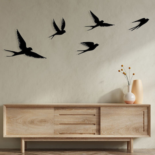 Wallity Wall Decor Silhouette Crow Black Made of Metal 33x22.5cm 5 Pieces