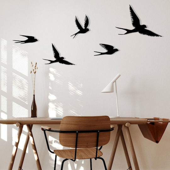 Wallity Wall Decor Silhouette Crow Black Made of Metal 33x22.5cm 5 Pieces
