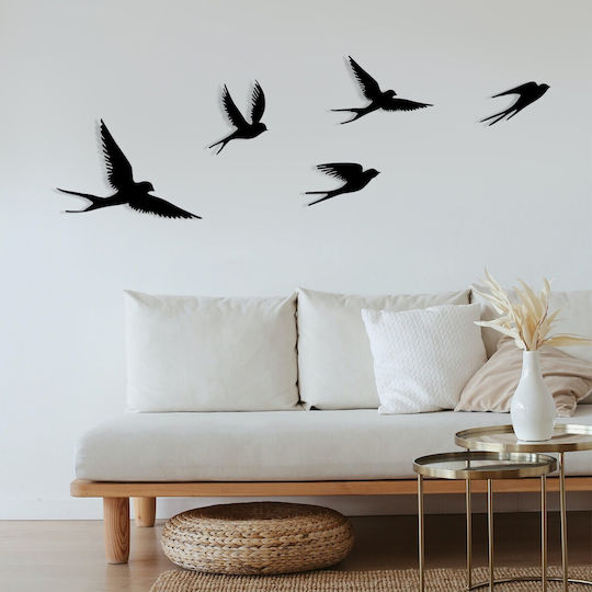 Wallity Wall Decor Silhouette Crow Black Made of Metal 33x22.5cm 5 Pieces