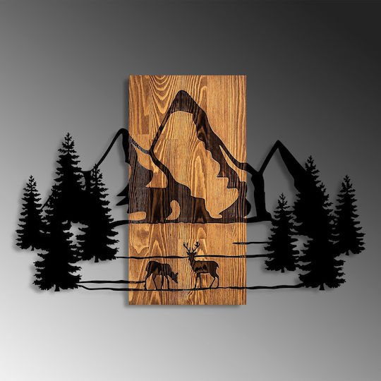 Asir Group Artă Mixtă 3D Naturală Lucrată Manual Neagră Din Lemn 88x57cm