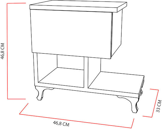 Nachttisch Cast Weiß 46.8x46.8x46.8cm