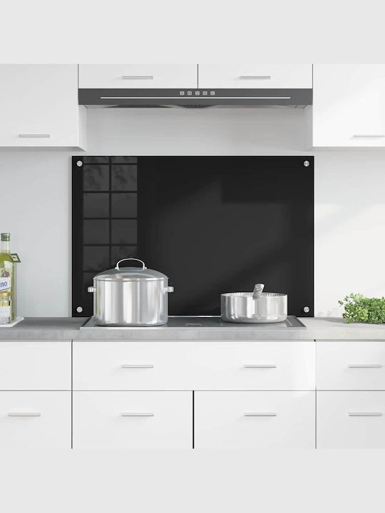 Vidaxl Kitchen Back Panel Black 90 x 60 x 0.8 cm Tempered Glass