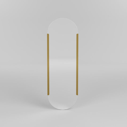 Aberto Design Caprice Καθρέπτης Τοίχου Ολόσωμος Οβάλ με Κίτρινο Μεταλλικό Πλαίσιο 150x50cm
