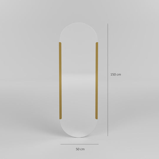 Aberto Design Caprice Καθρέπτης Τοίχου Ολόσωμος Οβάλ με Κίτρινο Μεταλλικό Πλαίσιο 150x50cm
