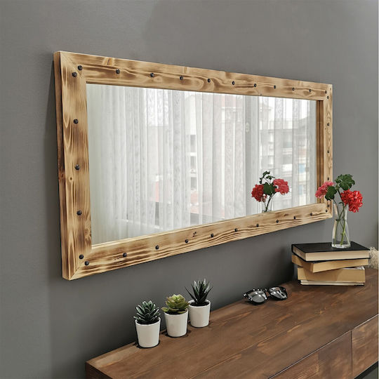 Aberto Design Wall Mirror with White Wooden Frame 110x50cm 1pcs