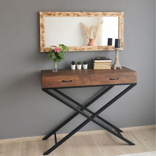 Aberto Design Wall Mirror with White Wooden Frame 110x50cm 1pcs