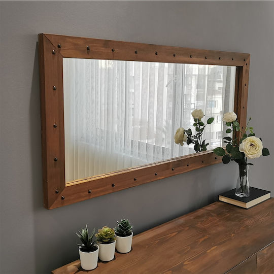 Aberto Design Wall Mirror with Brown Wooden Frame 110x50cm 1pcs