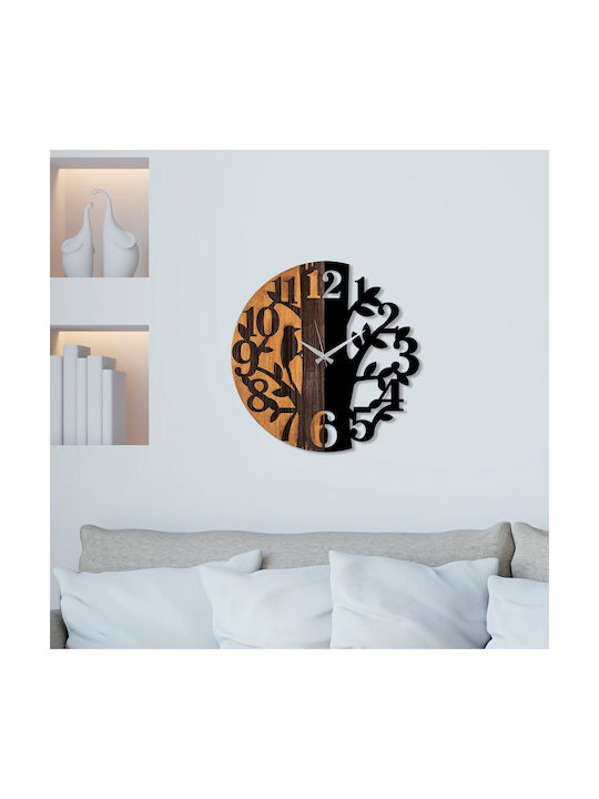 Wall Clock 539tnl1170 Φ56cm Walnut-black Wallity Metal Wood