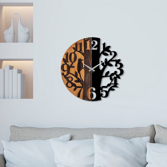 Wall Clock 539tnl1170 Φ56cm Walnut-black Wallity Metal Wood