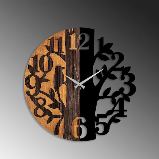 Wall Clock 539tnl1170 Φ56cm Walnut-black Wallity Metal Wood
