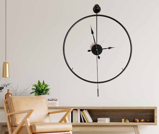 Wallity Ceas de Perete Metalic Negru 58x7cm