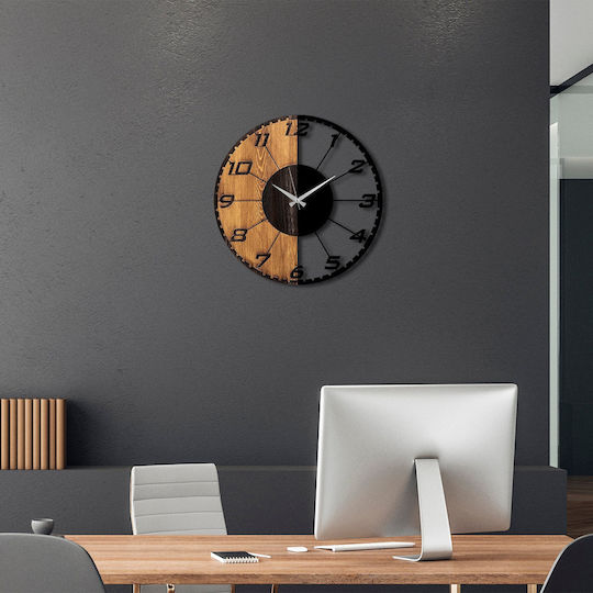 Linear Wall Clock 539tnl1143 56x3x56cm Walnut-black Wallity Metal Wood