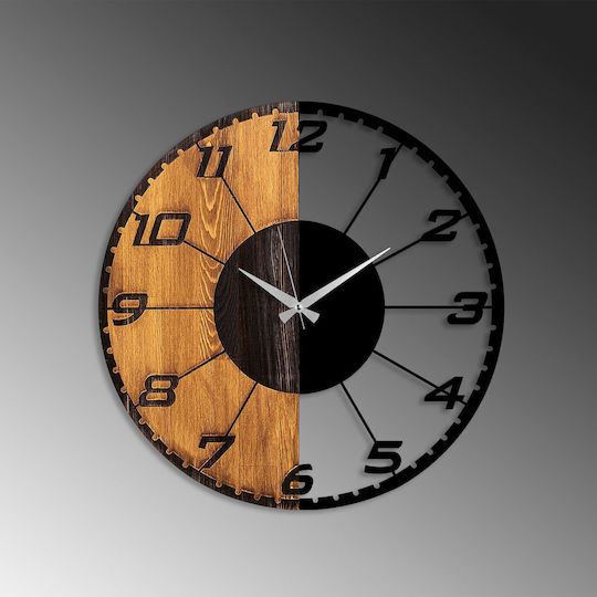 Linear Wall Clock 539tnl1143 56x3x56cm Walnut-black Wallity Metal Wood