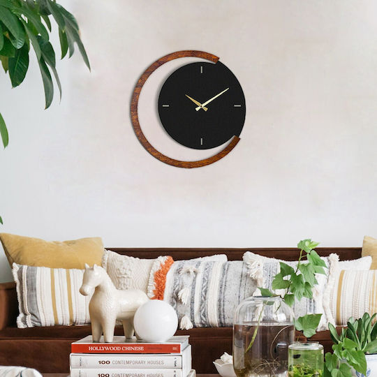Wallity Ceas De Perete Din Lemn Negru 48x49cm