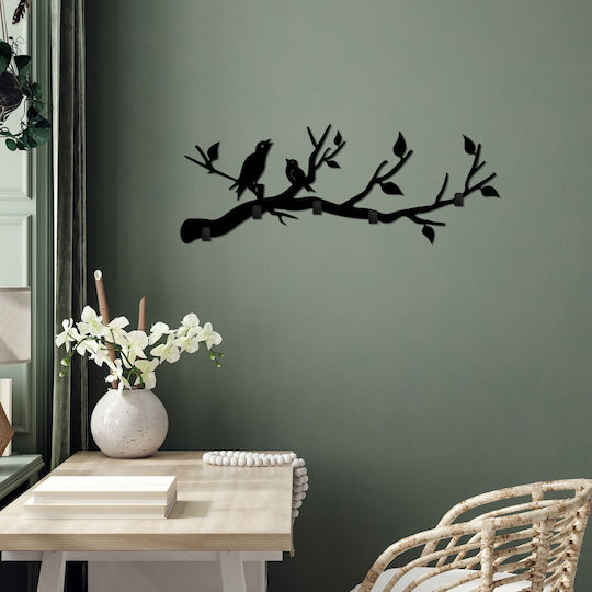 Стенна Закачалка 5 Места Escaped Birds 891tnl3696 67x2x27см Черна Метална Wallity