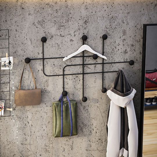 Samara 10-Position Wall Hanger 494pyt1130 107x64x10cm Black Wallity Metal