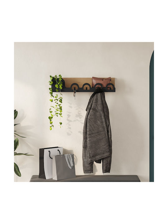 Hanah Home Wandhalterung Metall 4 Haken Braune 63x14x14cm