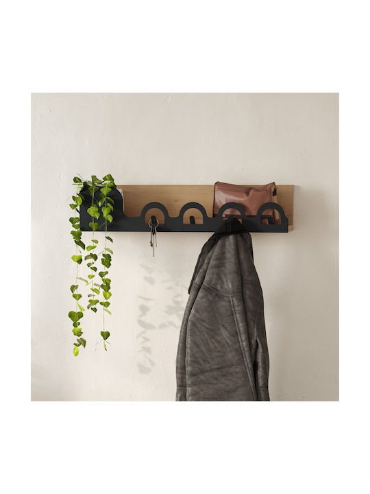 Hanah Home Wandhalterung Metall 4 Haken Braune 63x14x14cm