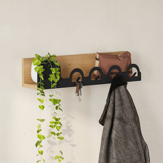 Hanah Home Κρεμάστρα Τοίχου Μεταλλική 4 Θέσεων Καφέ 63x14x14cm