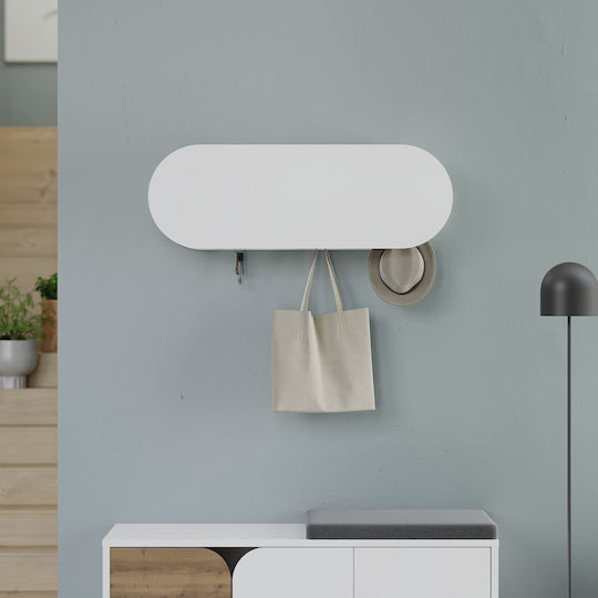 Hanah Home Wall Hanger Metal 6 Hooks White 84x28.5x15.5cm