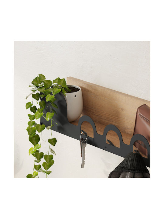 Hanah Home Wandhalterung Metall 4 Haken Braune 63x14x14cm