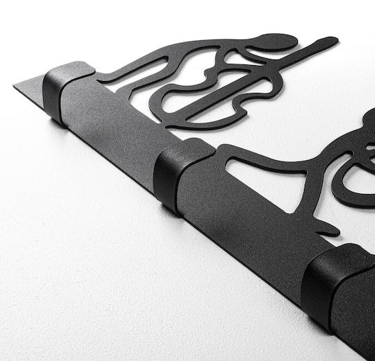 Wallity Wall Hanger Metal 5 Hooks Black 60x25x2cm