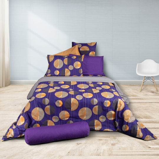SB Home Παπλωματοθήκη Βαμβακερή Υπέρδιπλη 230x250 Gliter Μωβ
