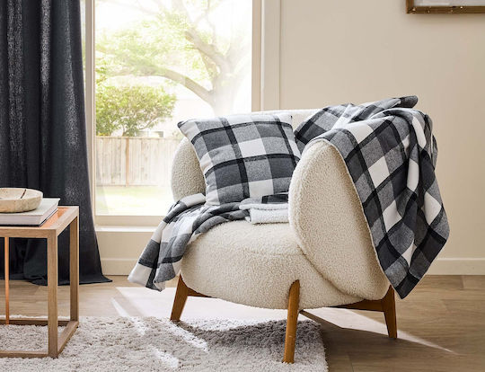 Atmosphera Sofa-Kissen Tartan V Anthrazit 45x45cm
