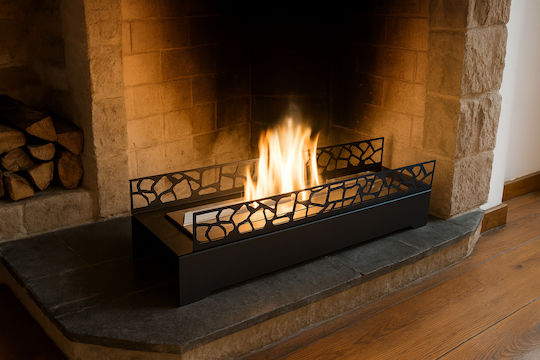 EcoHot Bio Rock 70 Επιδαπέδιο Τζάκι Βιοαιθανόλης Εσωτερικού Χώρου Μαύρο 70x22x17.5cm