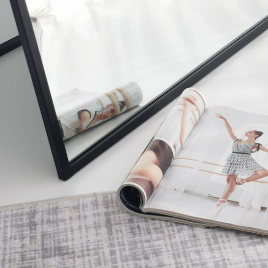 Aberto Design Gewölbter Boden- oder Standspiegel mit Schwarzem Metallrahmen 180x65cm