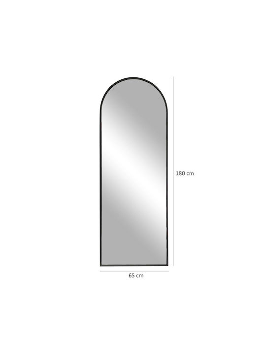 Aberto Design Arched Floor Mirror with Black Metal Frame 180x65cm