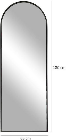 Aberto Design Gewölbter Boden- oder Standspiegel mit Schwarzem Metallrahmen 180x65cm