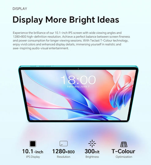 Teclast P33 10.1" Tablet (3GB/64GB/Πληκτρολόγιο/Ποντίκι/Στυλό Αφής/Θήκη/Βάση) Μπλε