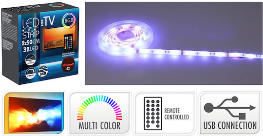 Ταινία LED Τηλεόρασης USB 5V RGB Φως 0.5m με Τροφοδοτικό & Τηλεχειριστήριο