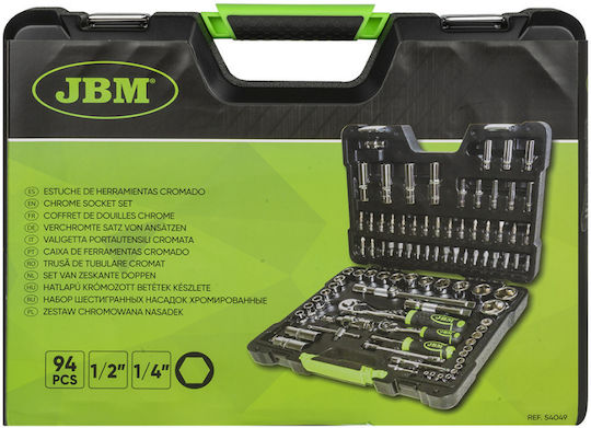 JBM Set de chei tubulare și clichet 1\2" & 1\4" 94buc
