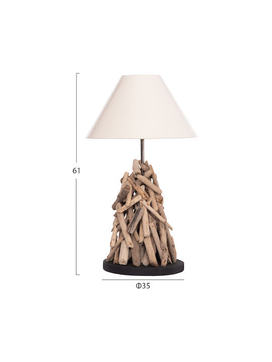 Freebox Table Lamp with White Shade and Brown Base