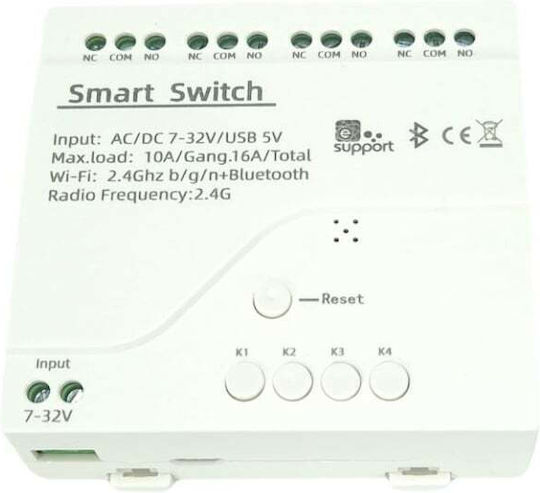 SmartWise Smart Switch Dimmer 4 Καναλιών Wi-Fi, Bluetooth & RF 10A (με Ουδέτερο)