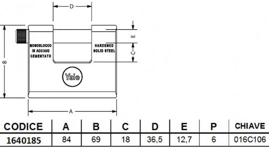 Yale Lăcăt Monoblock cu cheie 84mm 1buc