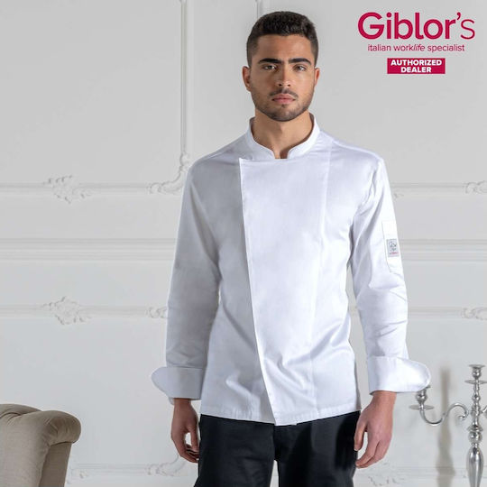 Giblor's Σακάκι Σεφ 100% Βαμβάκι Λευκό με Μακρύ Μανίκι