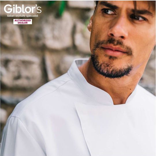 Giblor's Σακάκι Σεφ 100% Βαμβάκι Λευκό με Μακρύ Μανίκι