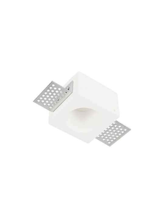 Zambelis Lights Τετράγωνο Γύψινο Χωνευτό Σποτ με Ντουί GU10 Λευκό 8x8εκ. 1τμχ