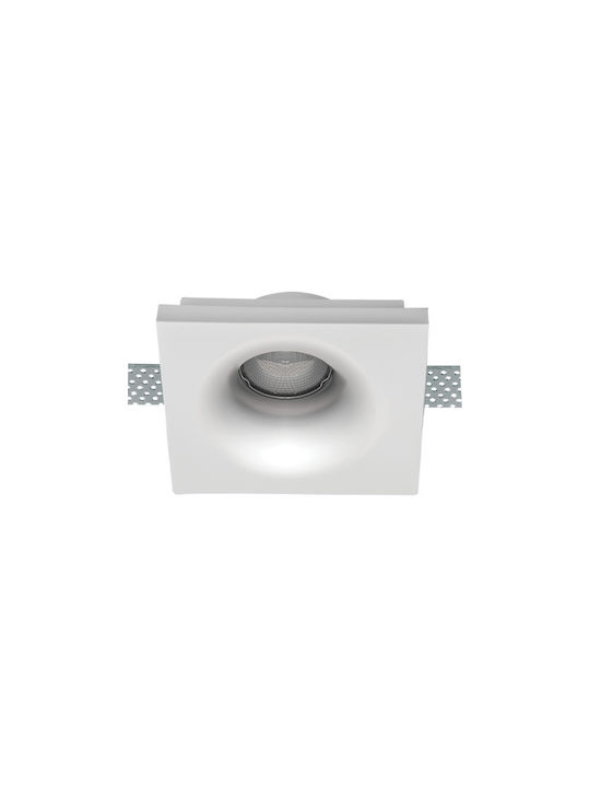 Zambelis Lights Square Plaster Recessed Spot with Socket GU10 White 12x12cm. 1pcs