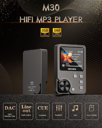Mechen M30 Hi-Res MP3 Player 64GB With 2 Inch Black Screen