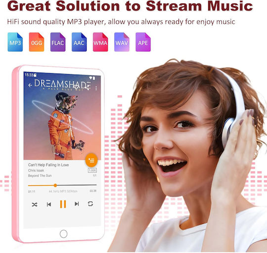 Fanvace MP3 Player (144GB) με IPS Οθόνη Αφής 4.02" Ροζ