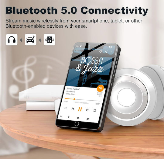 Fanvace MP3 плейър (144GB) с IPS Сензорен Екран 4.02" Черен