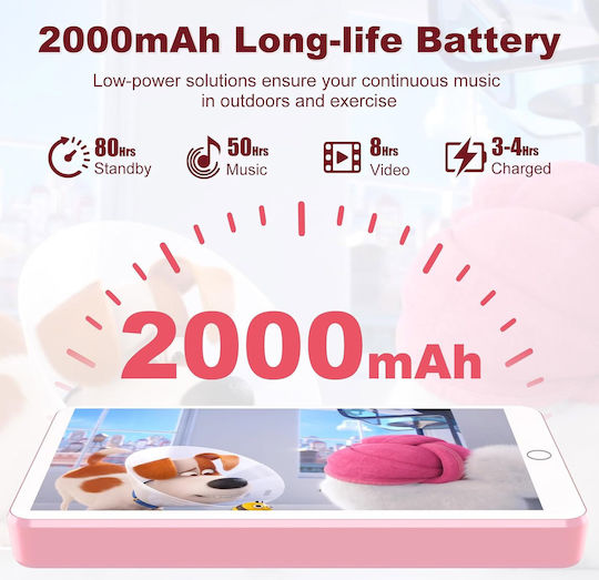 Fanvace MP3 Player (144GB) με IPS Οθόνη Αφής 4.02" Ροζ
