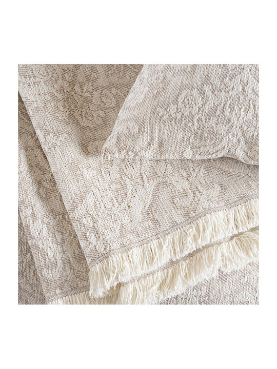 Rythmos Bianco Armchair Throw Chenille 160x180cm Ecru
