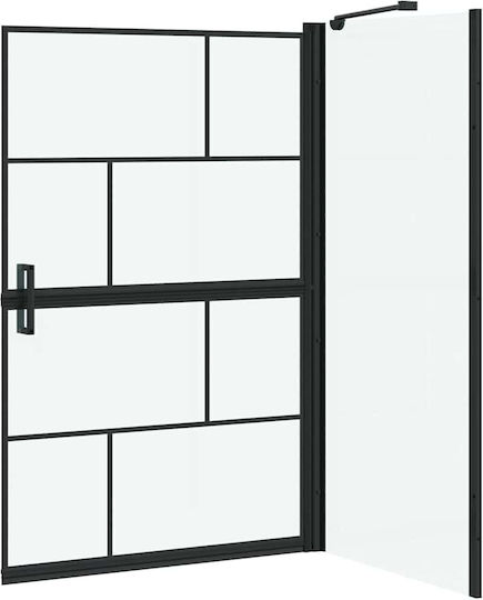 vidaXL Cabinet Cada De Baie Cu Ușă Pliabilă 80x68x129.5cm Sticlă Transparentă Neagră