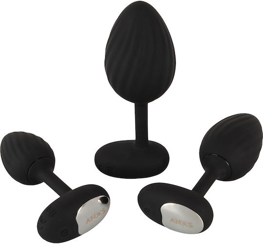 Anos Anal Plugs with Wireless Functionality and Vibration Set Small Silver