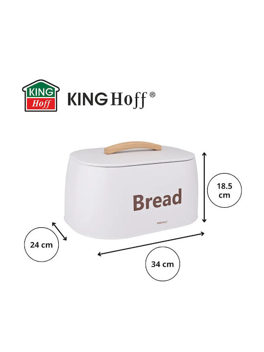 KING Hoff Ψωμιέρα Inox Λευκή 34x24x18.5cm